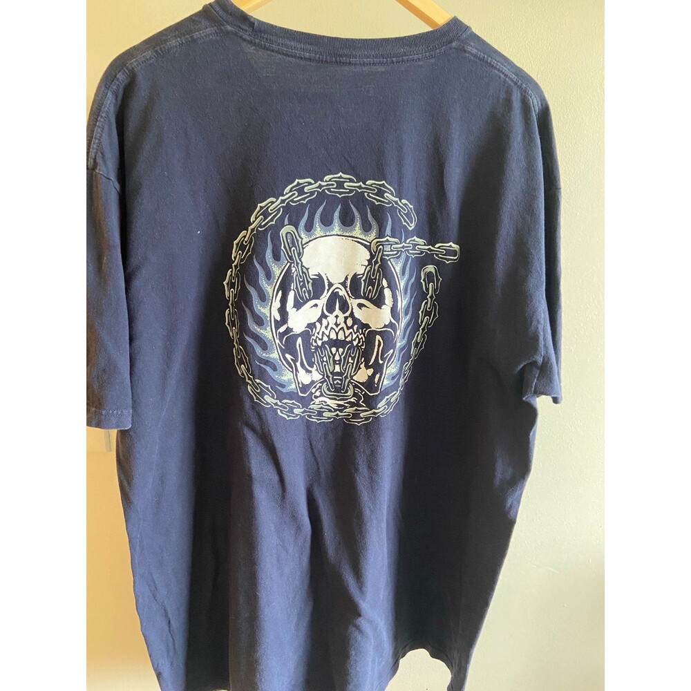 Vans Men’s Skull Chains Goth Grunge Y2K Skateboarding Graphic Navy T-Shirt, XL - Picture 8 of 10